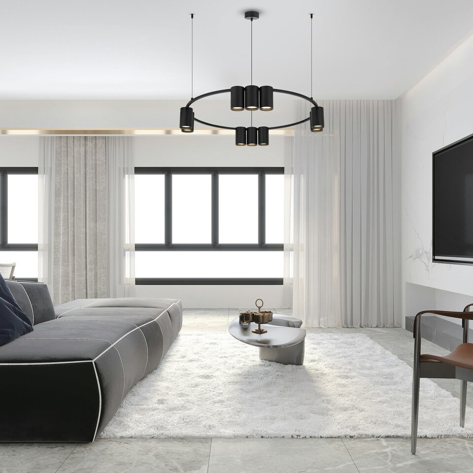 image 1 of Milagro Pendant Light (Circle) Genesis Black 10xGU10
