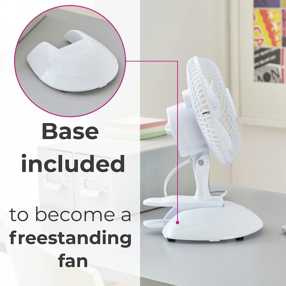 image 1 of Mini Clip Base Mount Desk Fan - White