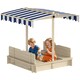 image 1 of Outsunny Kids Square Wooden Sandpit, Children Sandbox Outdoor Playset