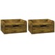 image 1 of HOMCOM Floating Nightstand Set of 2, Nightstand with Drawer, Rustic Brown