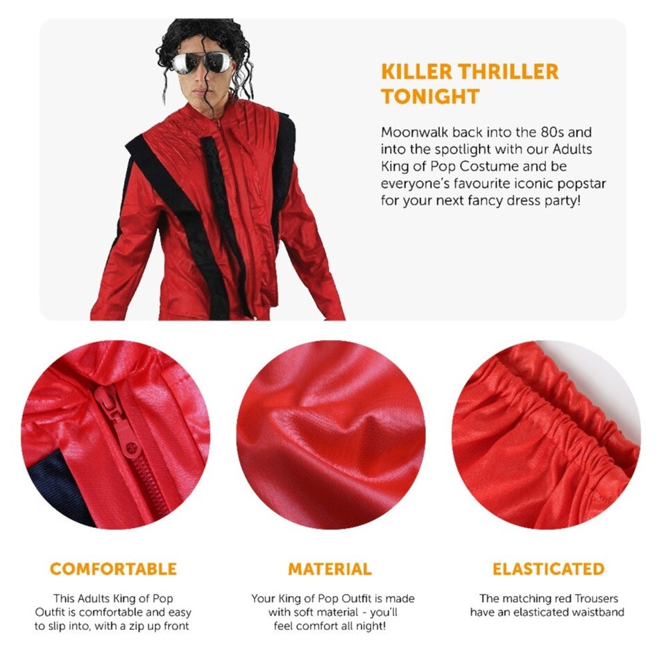 image 1 of Adults King Of Pop Costume - Fancy Dress N/A | S