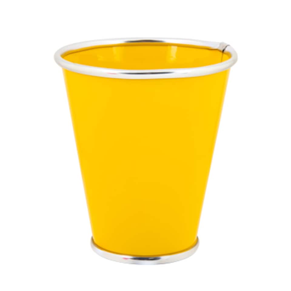 Decorative Large Tin Colourful Plant Pot 17cm | Yellow | Yellow | S | 1