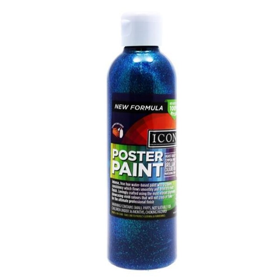 image 1 of 300ml Blue Glitter Poster Paint by Icon Art