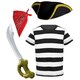 image 1 of Pirate Costume Set - Top, Hat, Bandana & Sword Black | M