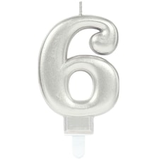 Amscan 6 Metallic Candle - Silver - One Size