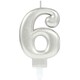 image 1 of Amscan 6 Metallic Candle - Silver - One Size