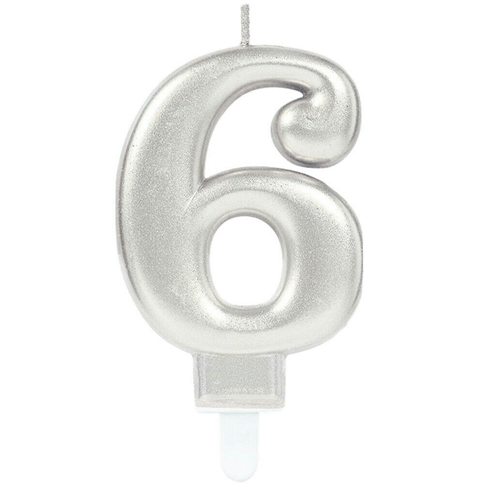 image 1 of Amscan 6 Metallic Candle - Silver - One Size