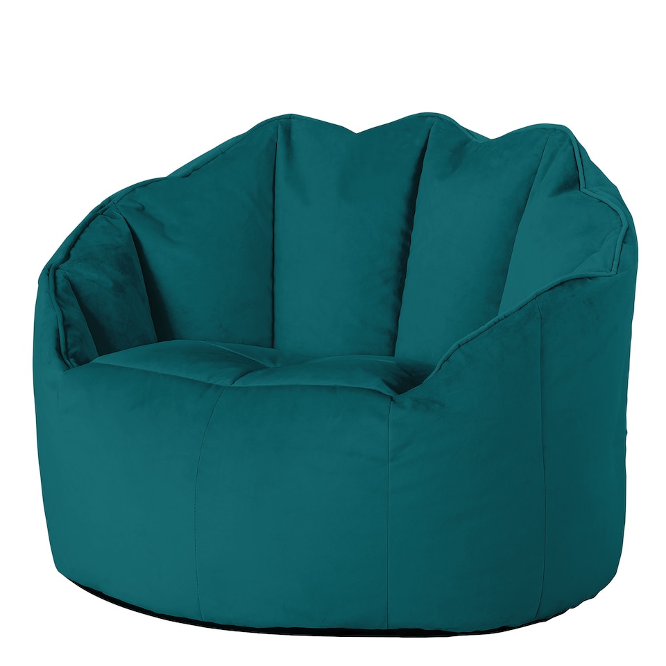 image 1 of icon Sirena Scallop Chair Bean Bag Teal Green Velvet Bean Bags
