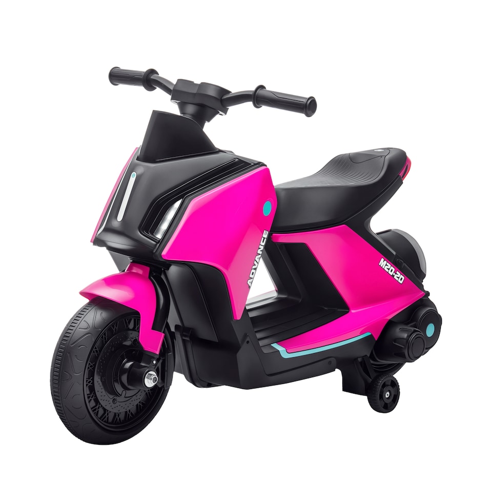 image 1 of HOMCOM 6V Kids Electric Pedal Motorcycle Ride-On Toy Battery Powered Motorbike | Pink | Pink body with black accents