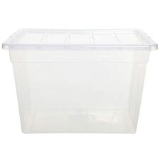 1 x 64 Litre Strong Clear Transparent Storage Container Ideal For Clothes & Books Clear