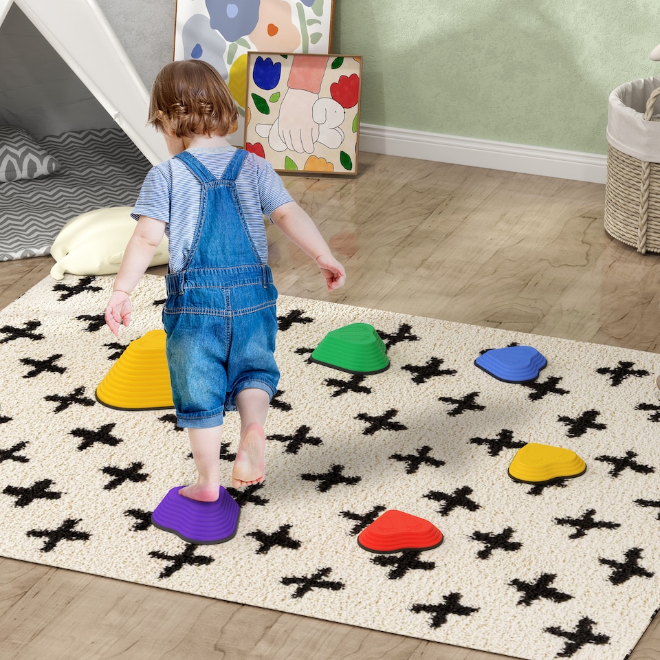 image 1 of AIYAPLAY 6-Piece Kids Stepping Stones, Non-Slip Stackable Balance Stones