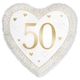 image 1 of Happy 50th Gold Anniversary Heart Shape Foil Helium Balloon 46cm / 18 in Gold
