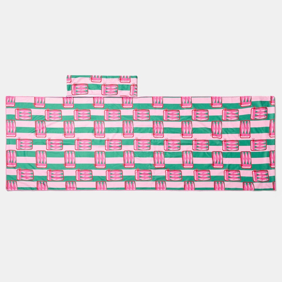 image 1 of OHS Stripes Beach Towel with Bag Quick Dry Absorbent Travel Spa