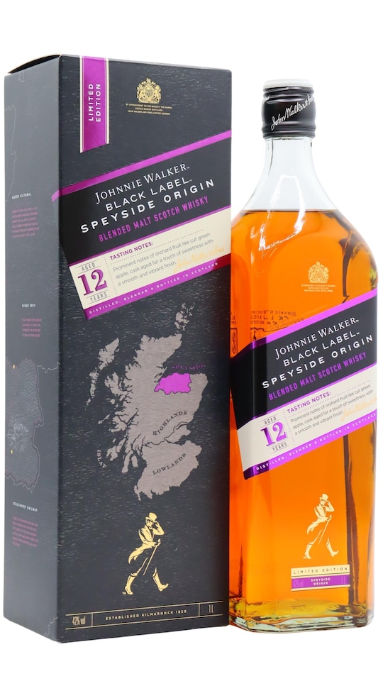 Johnnie Walker - Black Label - Speyside Origin 12 year old Whisky (1 Litre)