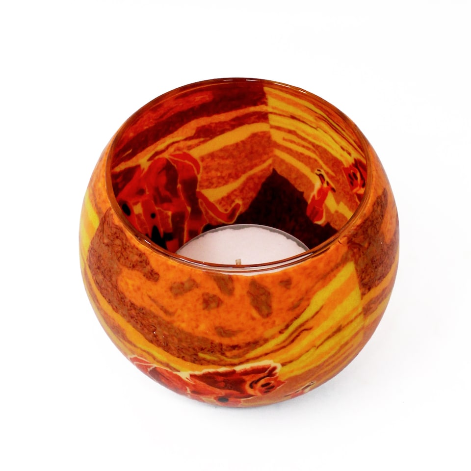 image 1 of Benaya Lion & Cub Glass Silhouette Tealight Candle Holder
