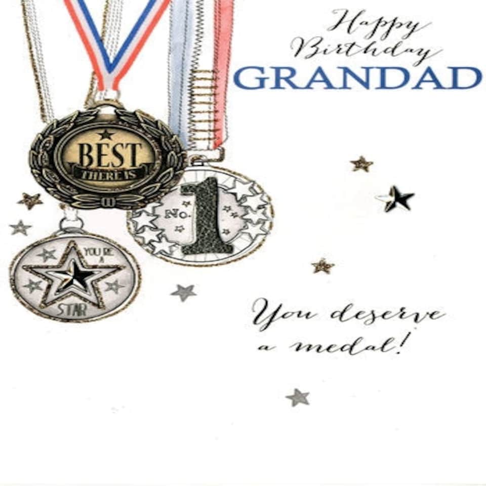 image 1 of Grandad Happy Birthday You Deserve Medal Handmade Card