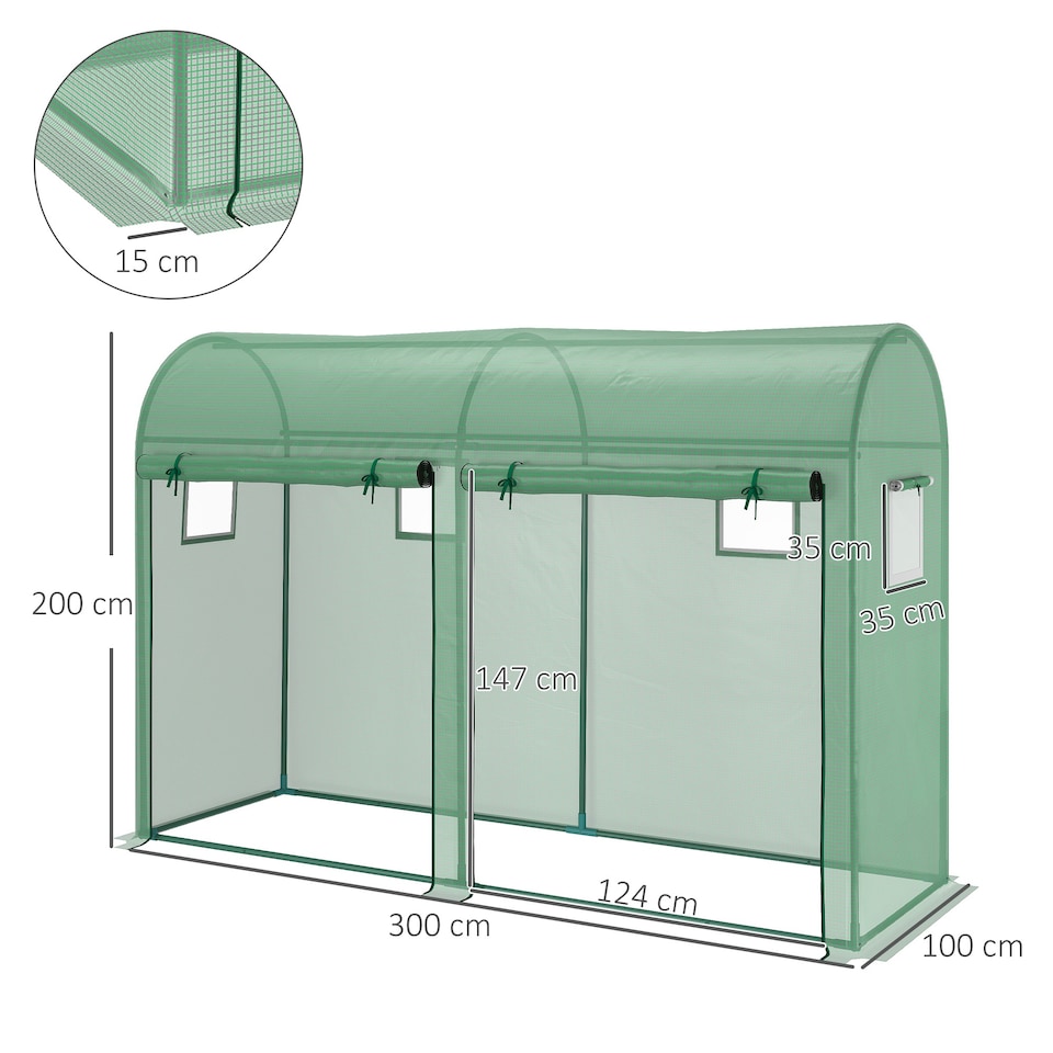 image 1 of Outsunny Garden Plant Tomato Growth Greenhouse W 2 Doors 4 Windows 3 x 1 x 2m