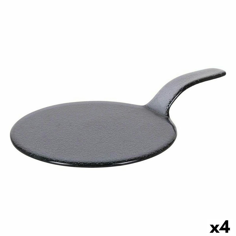 image 1 of Snack tray Viejo Valle Black With handle Glass Ø 23 x 37 cm (4 Units) N/A