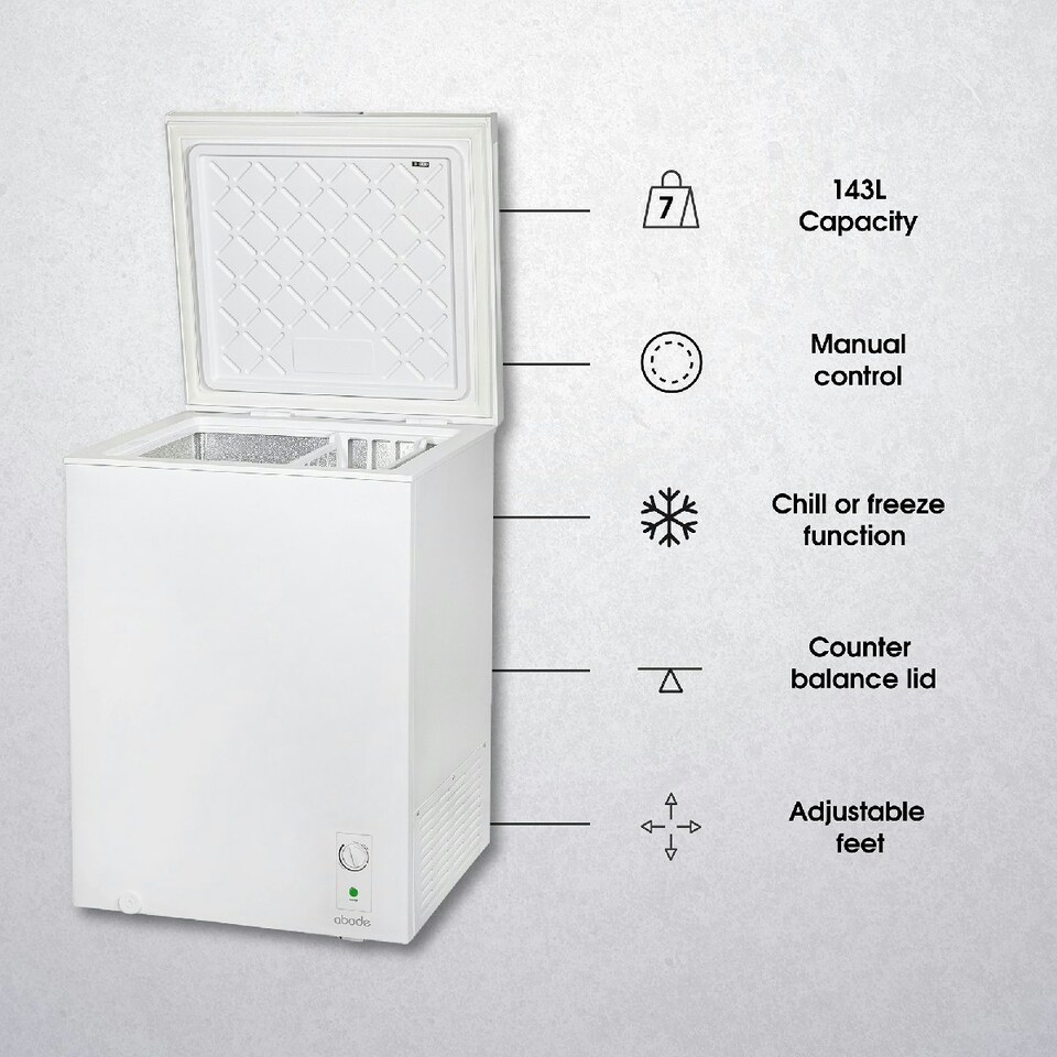 image 1 of Abode A142CF0E1W Chest Freezer 142L White Suitable for Garages & Outbuildings White