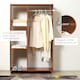 image 3 of HOMCOM Open Wardrobe on Wheels, Bedroom Wardrobe with Clothes Hanging Rail, 3 Storage Shelves, Mobile Garment Rack for Cloakroom, Hallway, Walnut