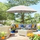 image 2 of Outsunny 2.5m Round Curved Adjustable Parasol Outdoor Metal Pole Off-White