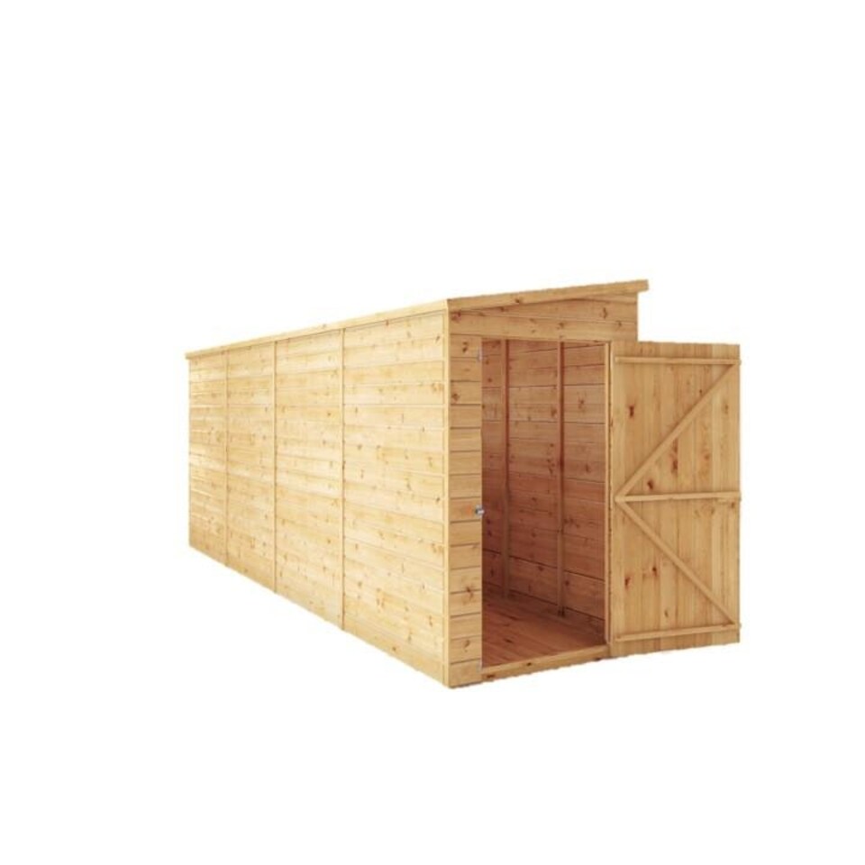 image 1 of 16 x 4 Modular Garden Shed Windowless Wooden Shiplap Pent Tongue and Groove Storage Brown