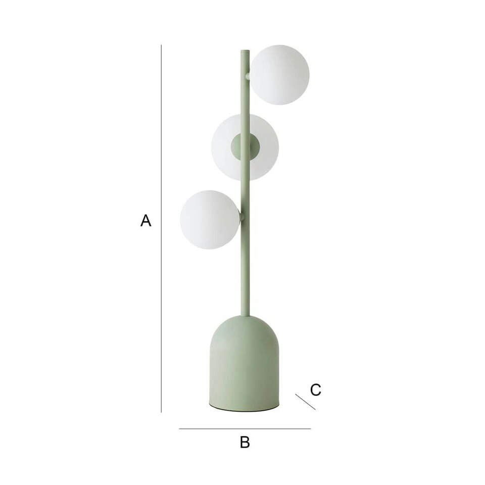 image 1 of ValueLights Marlow Sage Green Opaque Glass Globe 3 Way Table Lamp with LED Bulbs