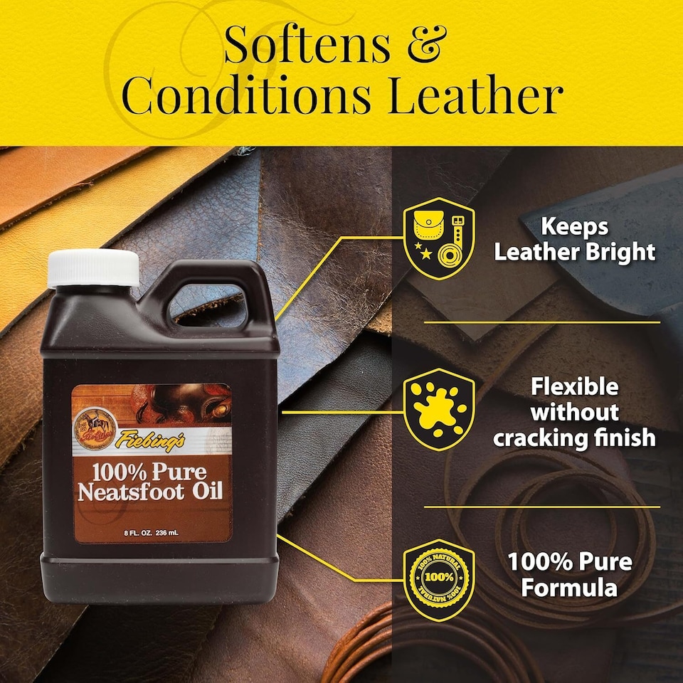 image 1 of Fiebing's Pure Neatsfoot Oil - Traditional Leather Conditioner 8oz | Clear