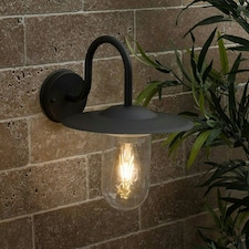 ValueLights Lynton Swan Neck Black Outdoor Wall Lantern