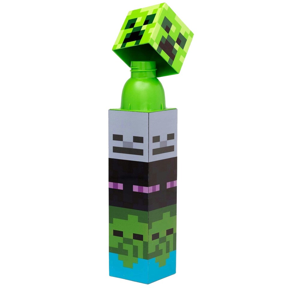 image 1 of Minecraft Mobs Water Bottle - Green/Black/Grey - One Size