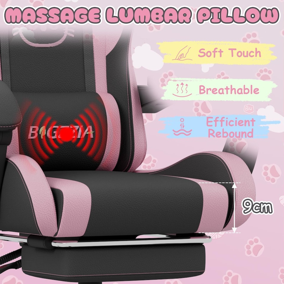 image 1 of Rattantree Ergonomic Gaming Chair with Massage Support & Footrest
