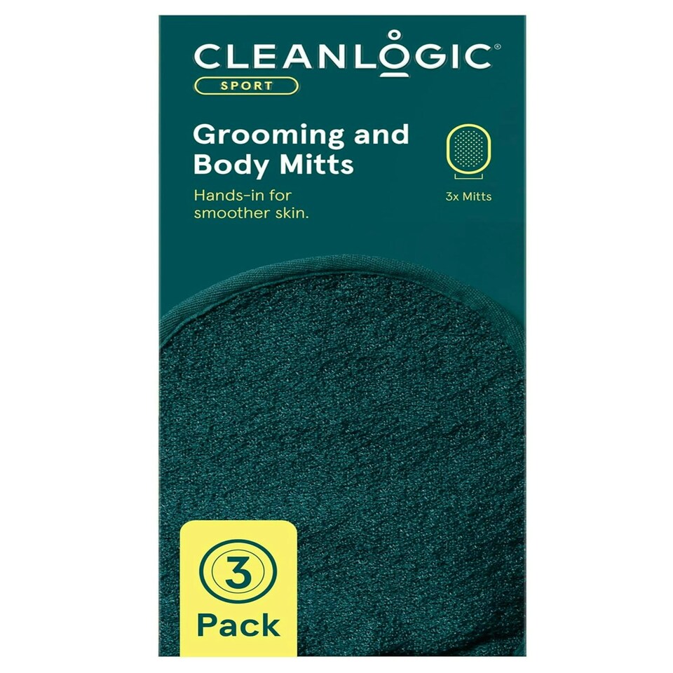 image 1 of Cleanlogic Sport Exfoliating Face & Body Grooming Mitt Contains 3 Pairs