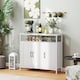 image 6 of HOMCOM Industrial Kitchen Sideboard with Open Shelf & 2 Cabinets, White | White