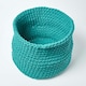 image 2 of Homescapes Teal Green Cotton Knitted Round Storage Basket - 42 x 37 cm Green | L