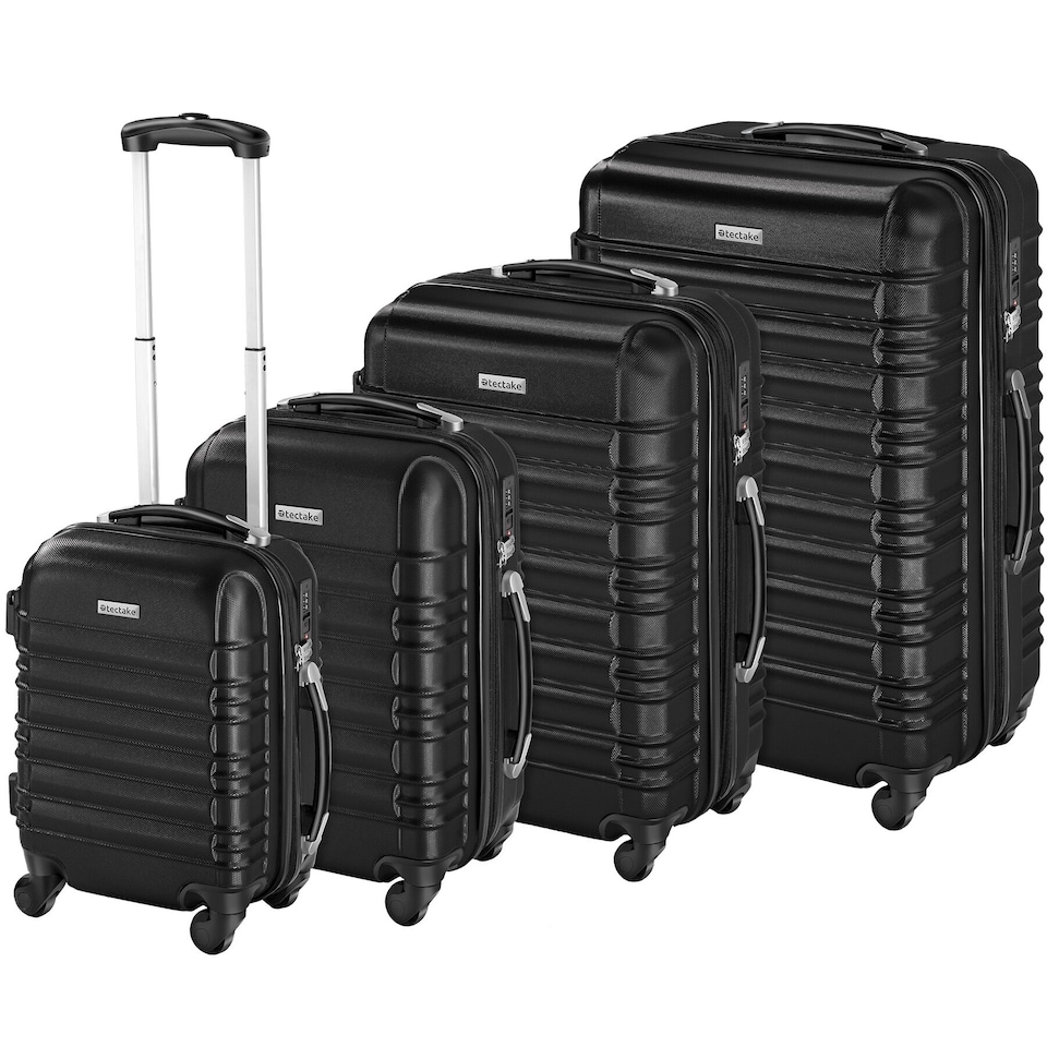 image 1 of Suitcase Set of 4 ABS Hard Shell Luggage Travel Trolley 4 Wheel Lightweight Telescopic Handle | Black | black | 1