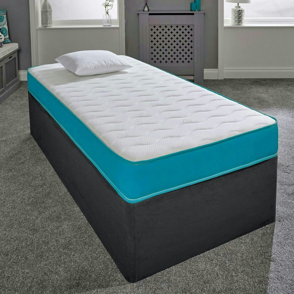 image 1 of Coil Sprung Hybrid Mattress - Medium Soft Comfort, Cooltouch Breathable Cover Blue | Double