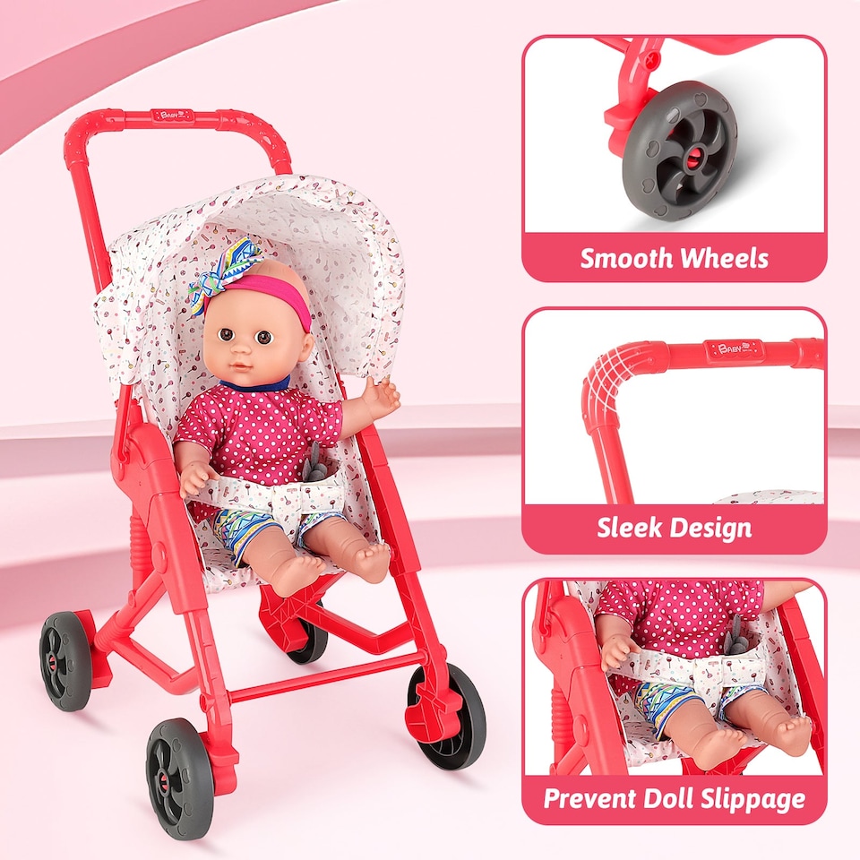 image 1 of Baby Doll Stroller Set Pushchair Doll Playset