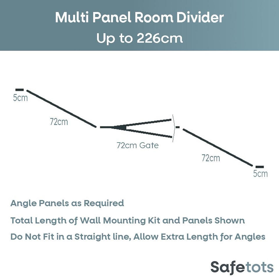 image 1 of Safetots Premium Multi Panel Room Divider, up to 226cm Wide, Grey, 70cm Tall, Flexible Barrier with Door for Baby and Toddler | Grey