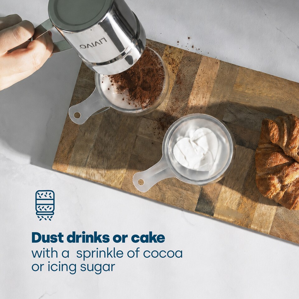 image 1 of LIVIVO Latte Art Stencil Kit with Cocoa and Sugar Duster