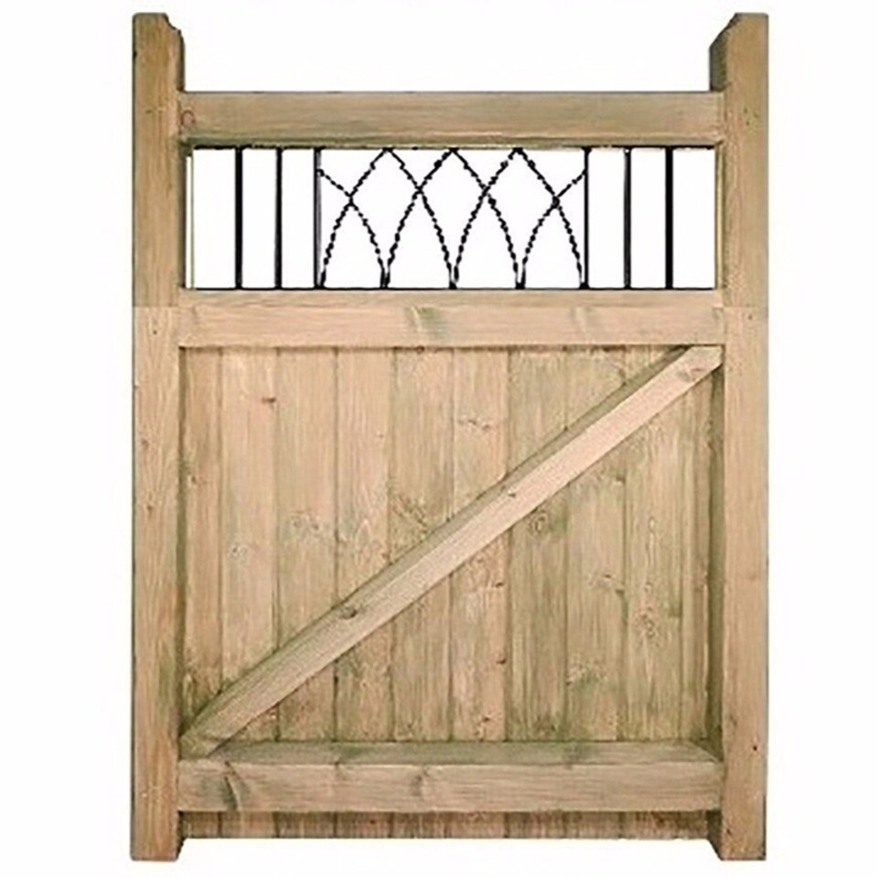 image 1 of Windsor Low Single Garden Gate - Pressure Treated Scandinavian Redwood - W900 x H1200 mm | Brown | 1