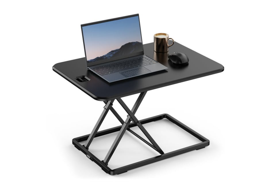 image 1 of Vonhaus Black Standing Desk Converter for Home Office