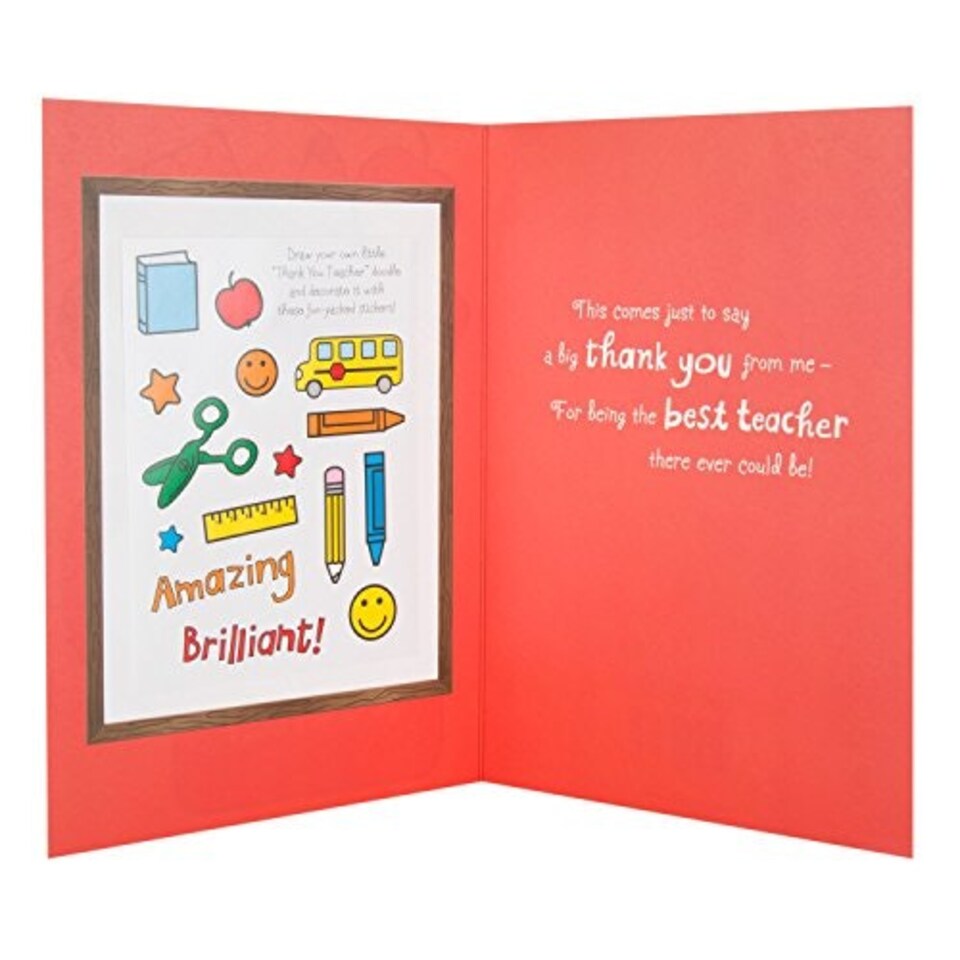 image 1 of Thank You Teacher Card 'with Stickers