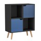 image 1 of Black 4-Cube Storage Unit with 2 Wooden Doors and Legs | Blue | Blue & Beech | 1