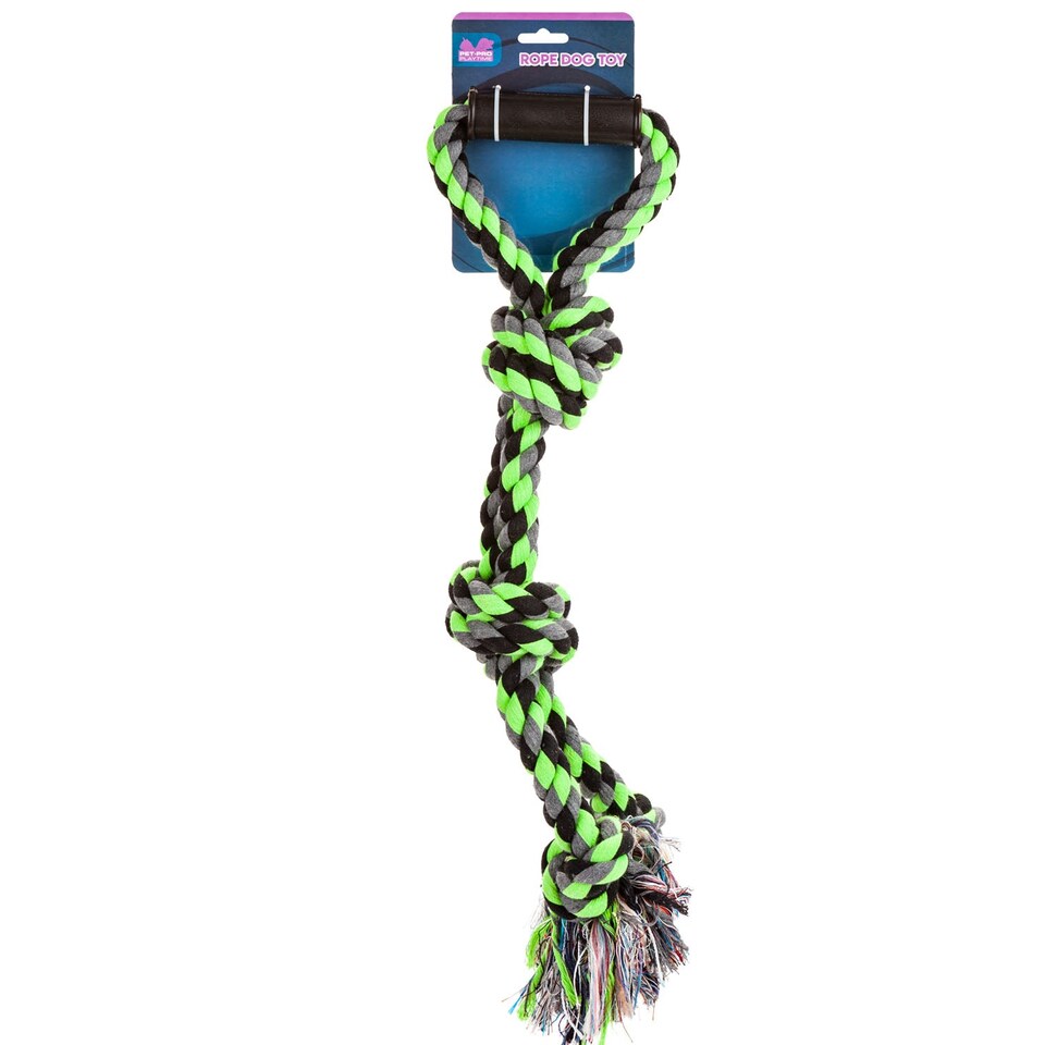 image 1 of VFM e-Store Green Double Knot Rope Jumbo Dog Toy with Handle - 65cm