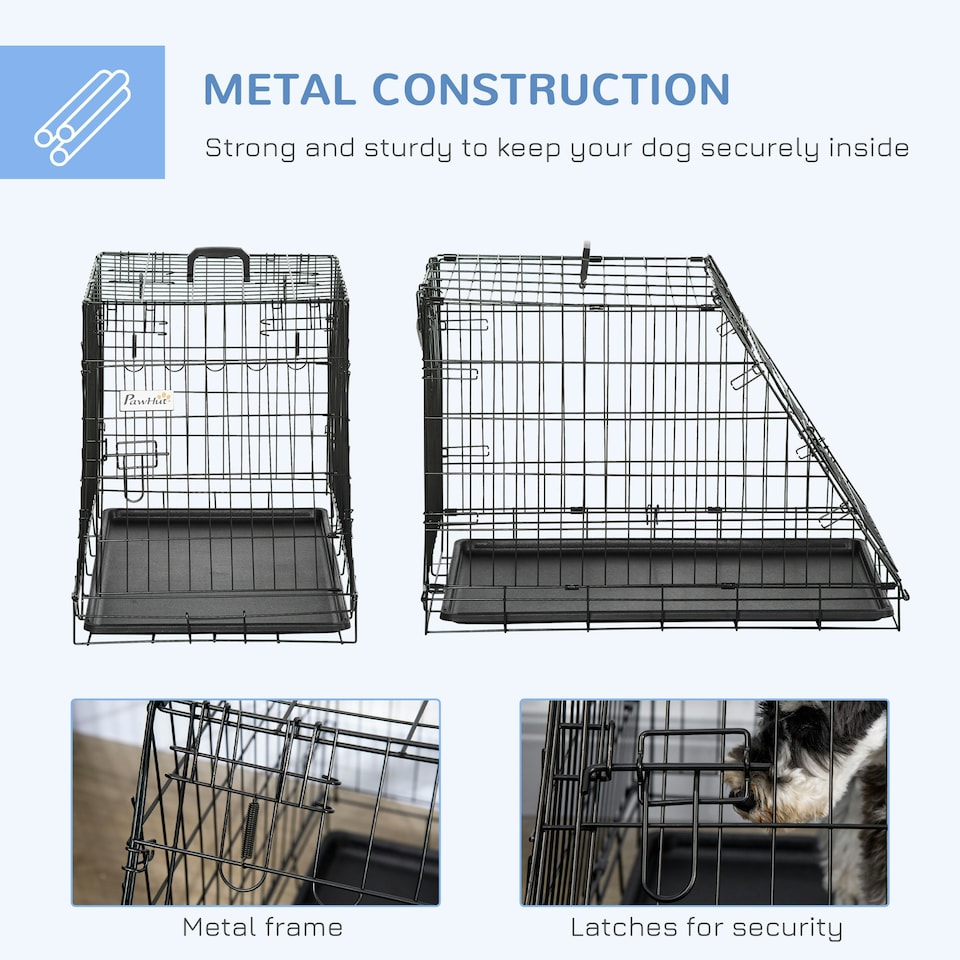 image 1 of Pawhut Trapeze Collapsible Dog Pet Travel Box Cage Removable Tray 77 x 47 x 55cm