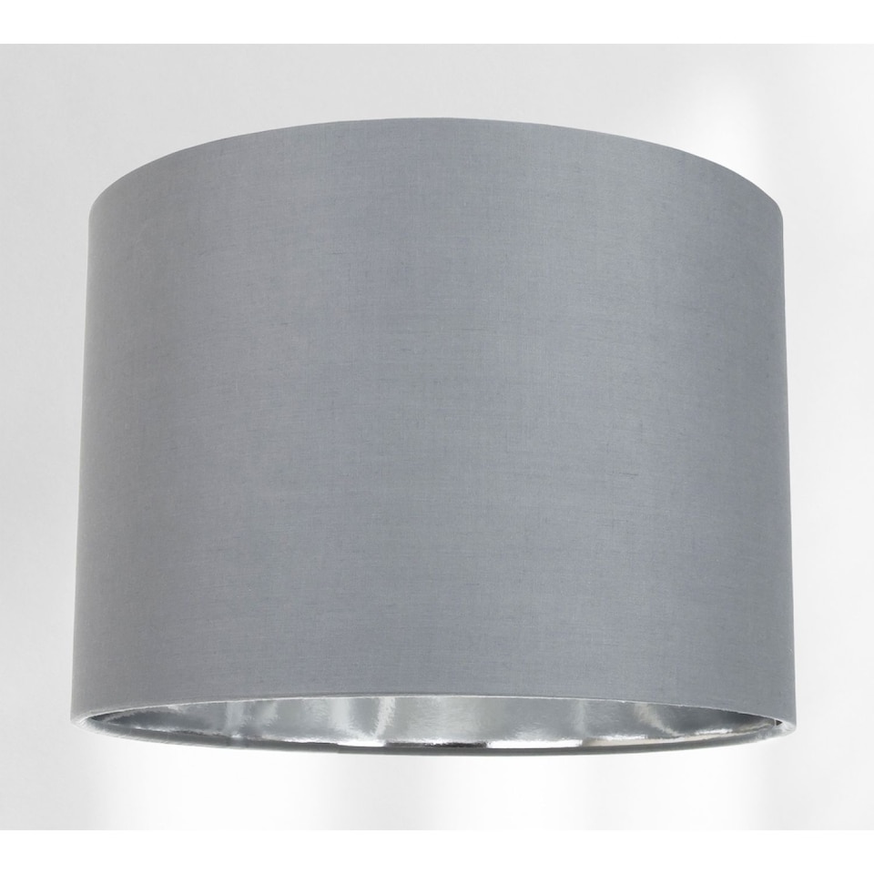image 1 of Contemporary Grey Cotton 12" Table/Pendant Lamp Shade with Shiny Silver Inner | Grey | Grey | 1