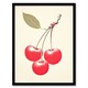 image 1 of Red Smudge Cherries On Stem Leaf Bright Pink Kitchen Black Framed Wall Art Print A4