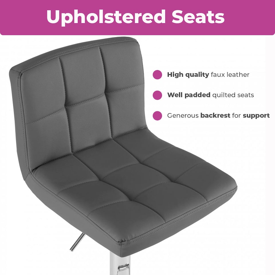 image 1 of Neo Cuban Bar Stool Dark Grey Faux Leather Stainless Steel Base Set of Two