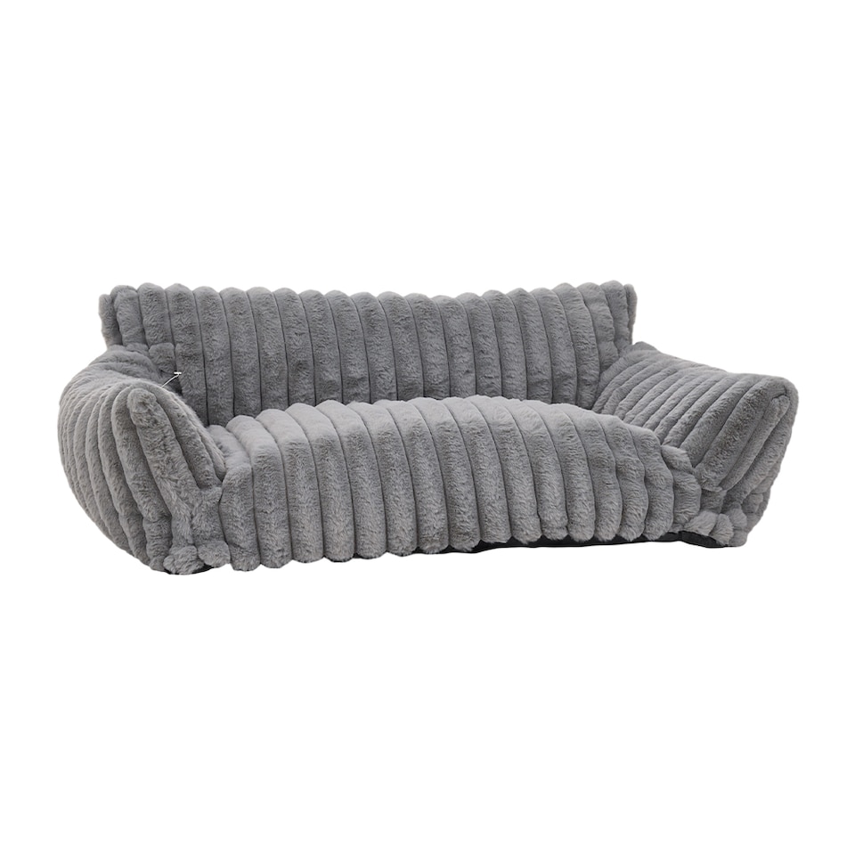 image 1 of Living and Home Plush Pet Sofa Bed with Removable Cover, Soft Cushion for Cats & Dogs | Grey | XL