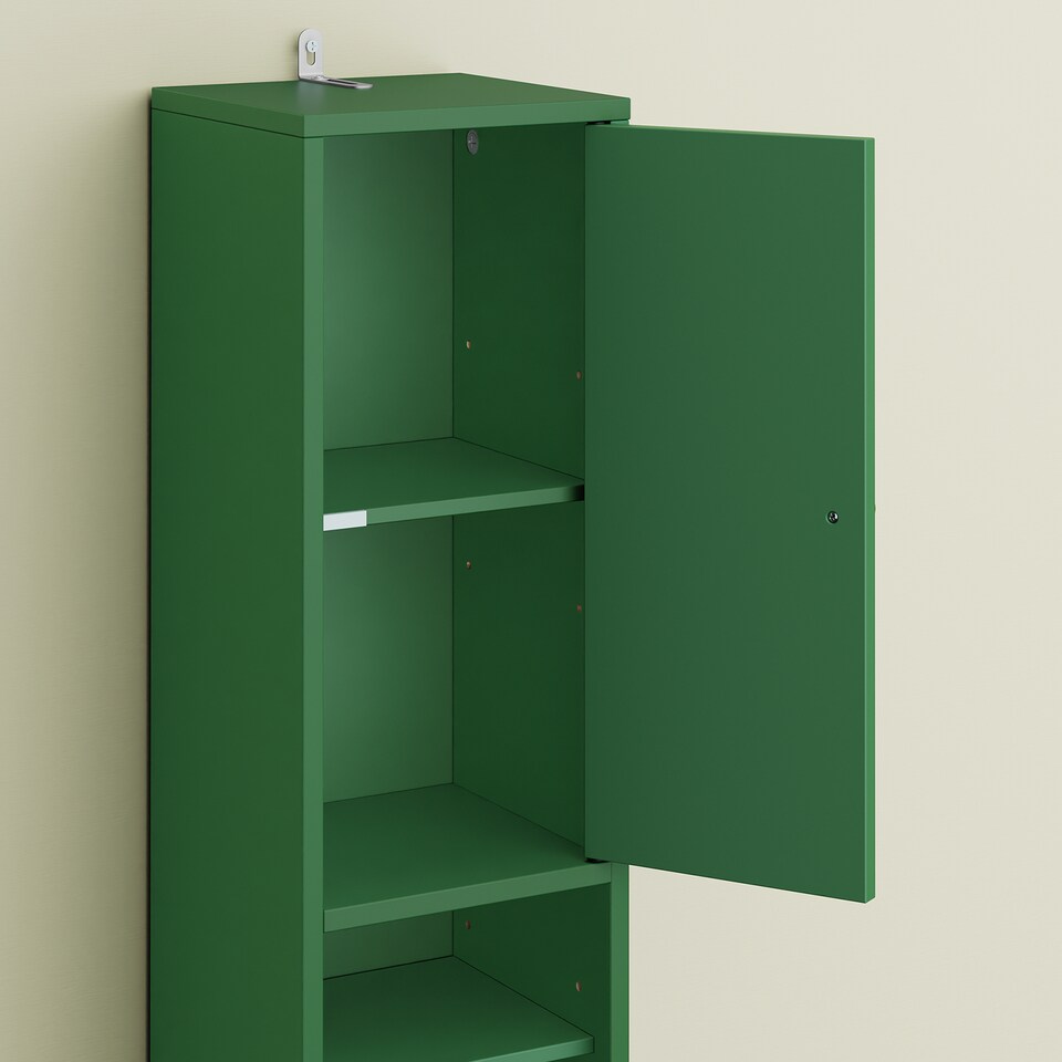 image 1 of SoBuy Tall Bathroom Storage Cabinet with Adjustable Shelves and Drawer, Dark Green, 7.9x7.9x70.9 in, 13.4 kg - BZR34-II-SY